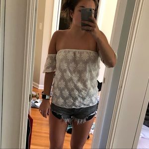 White Lace Strapless Top